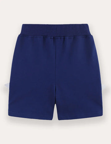 Cartoon Shark Applique Shorts